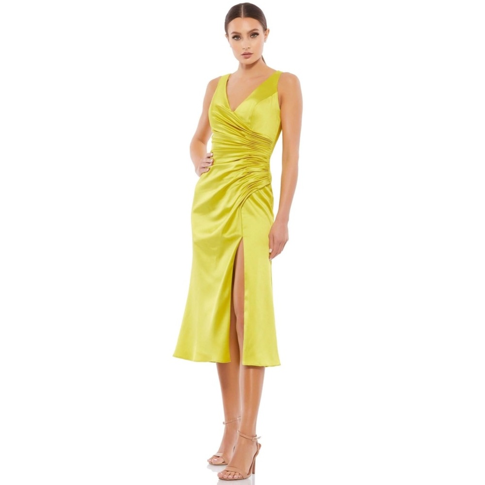 Mac Duggal Slit Skirt Ruched Dress